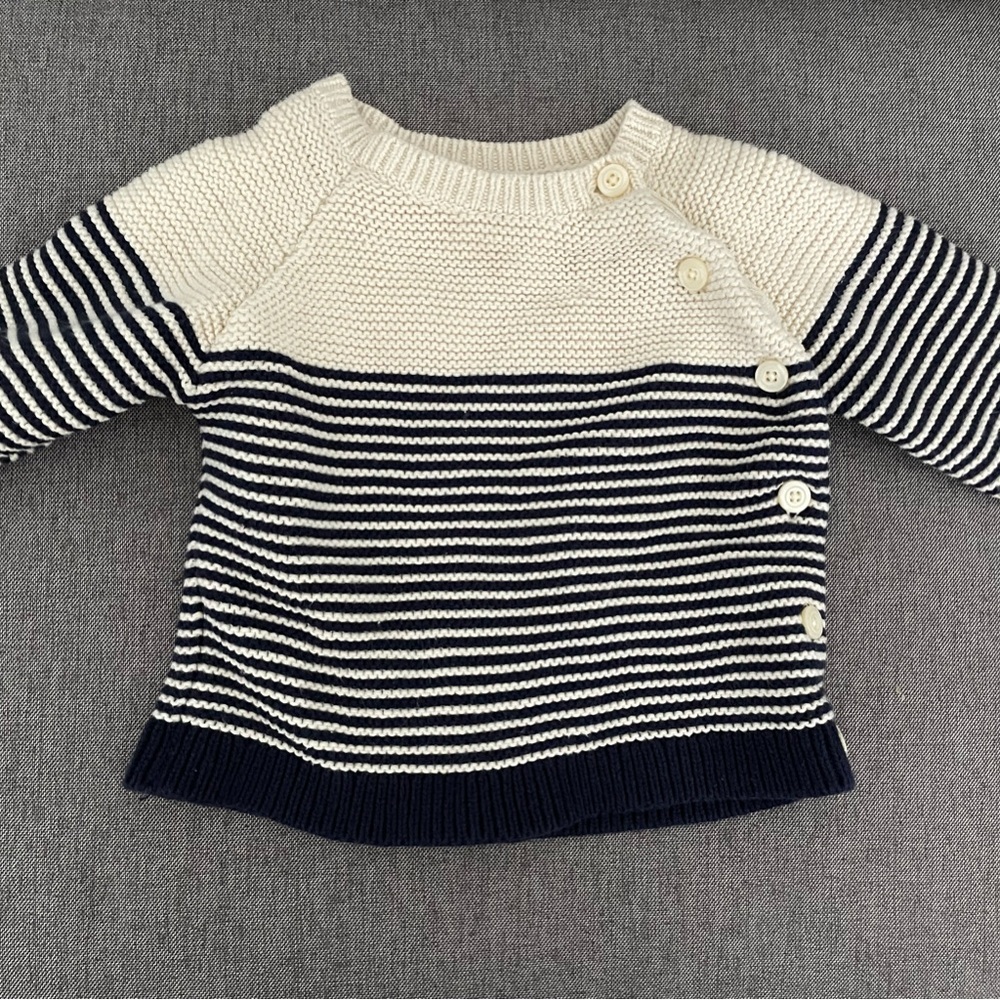 EUC Baby Gap Striped Navy and Cream Sweater